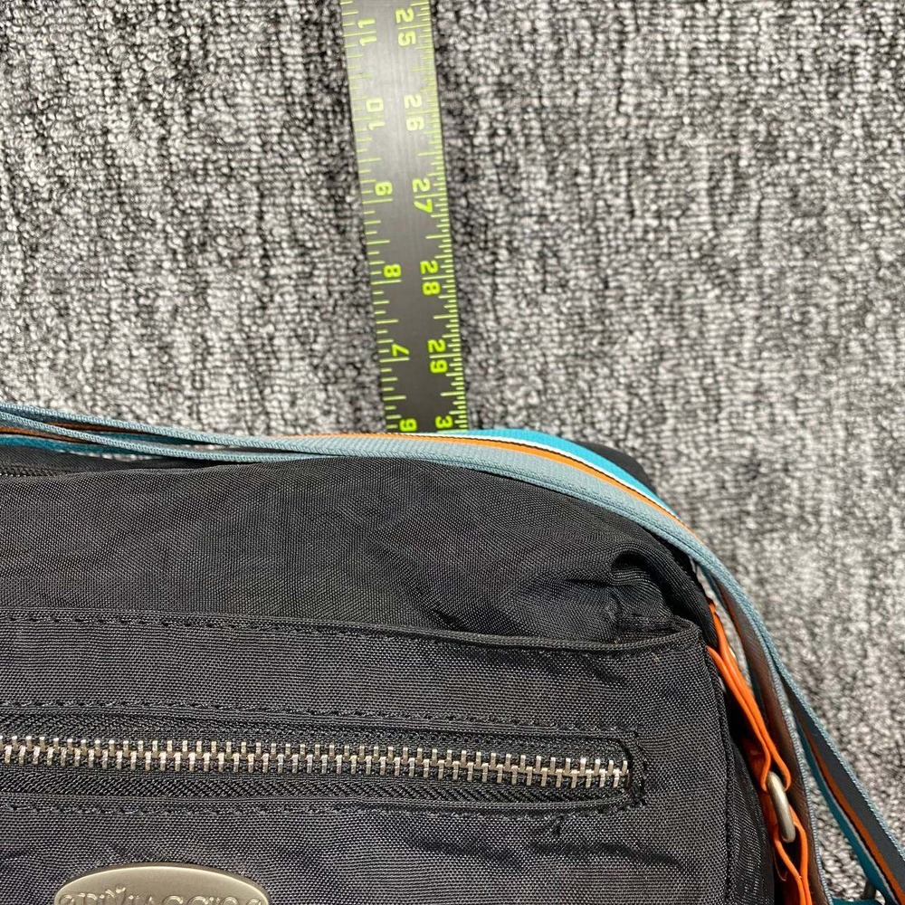 Di Viaggio Crossbody Bag Black Nylon Colorful Striped Strap Multi Pocket Travel - Picture 9 of 11